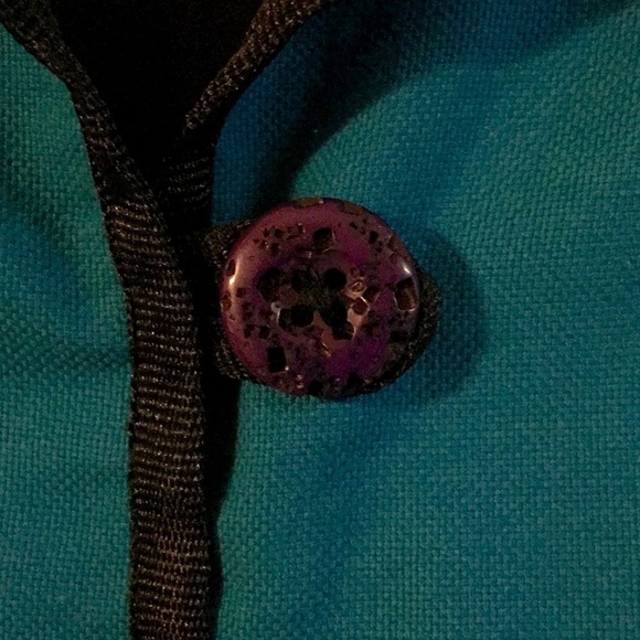 ALEX Kim lined open front blazer retro floral appliqués size large petite - Picture 7 of 8